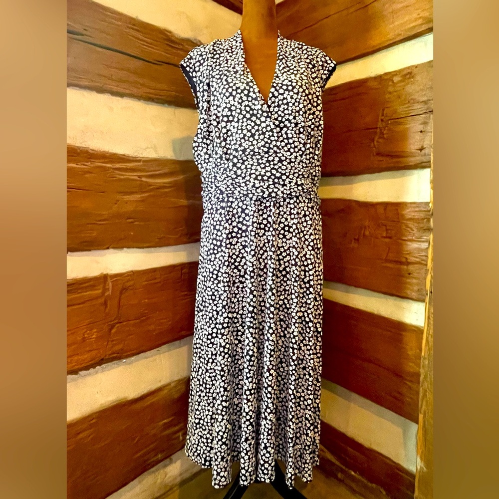 Jessica Howard Navy and White Midi Dress